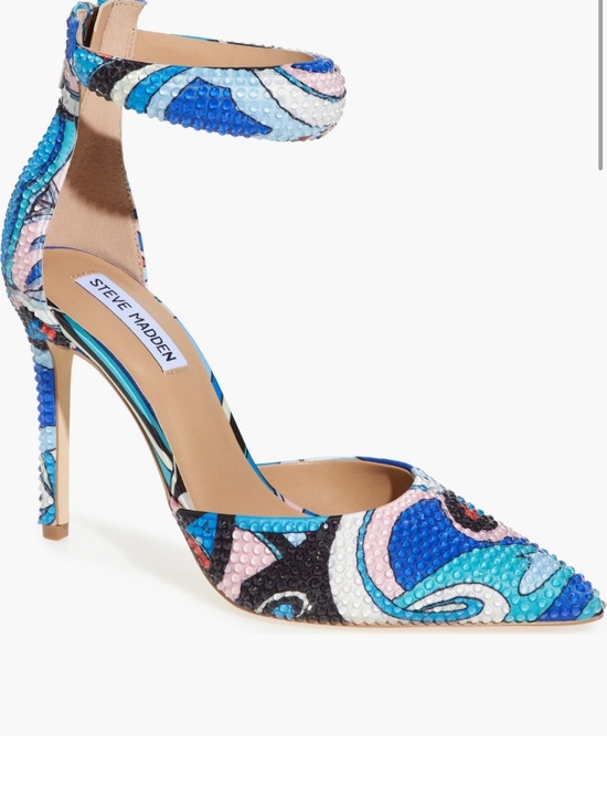 Steve Madden Shoes - Steve Madden Blue Turquoise Pink Embellished Ankle-Strap Pointed Pump